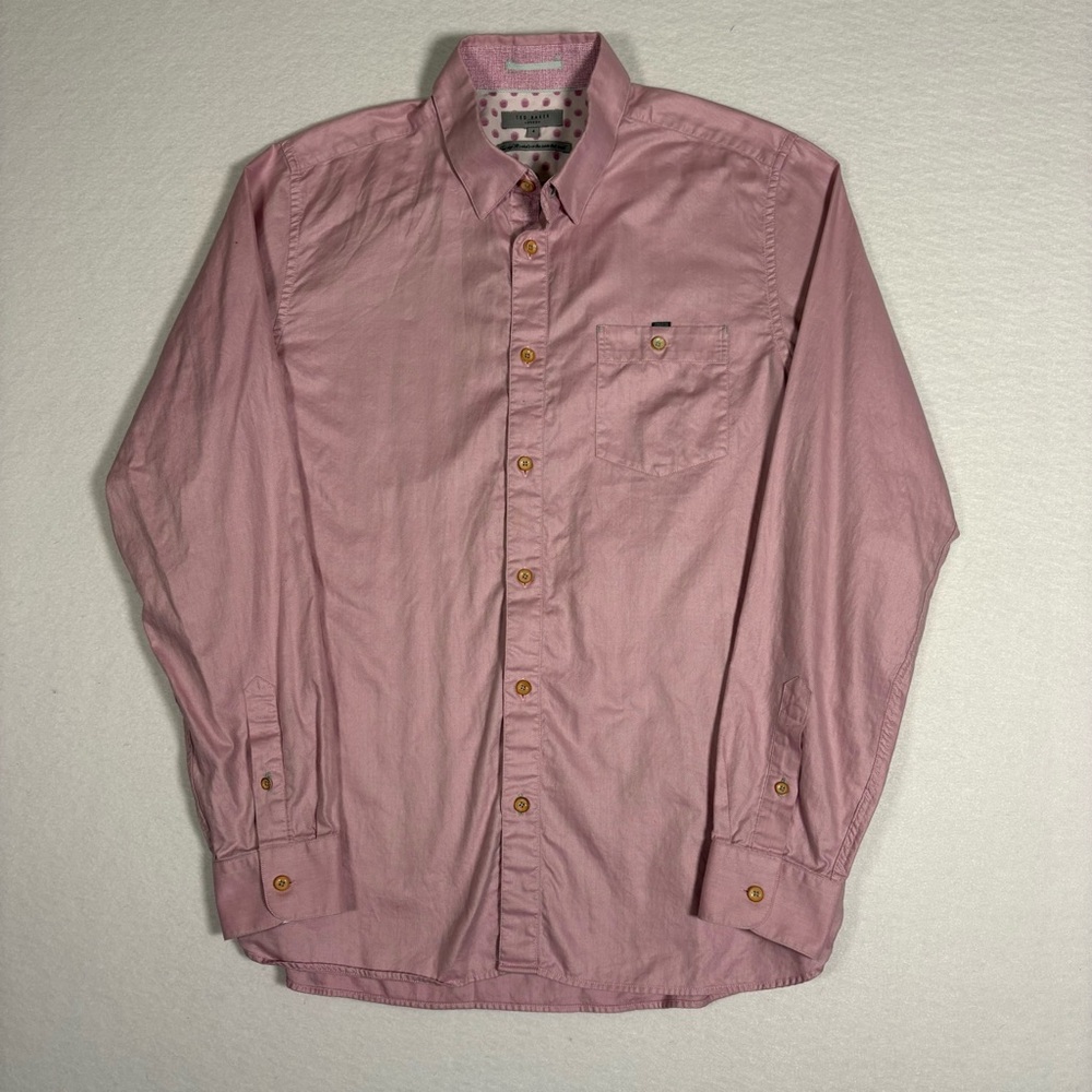 Ted Baker London Men’s Pink Long Sleeve Button Up Dress Shirt Size Medium #T0063